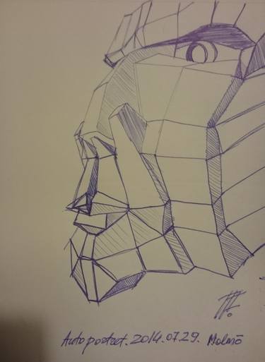 Original Cubism Portrait Drawings by Marux Marius