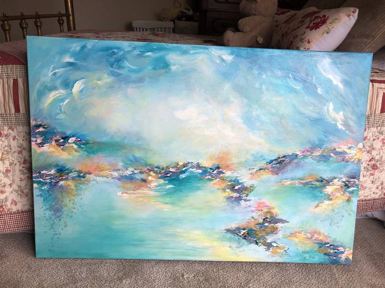 Original Abstract Beach Painting by Julia DiSano