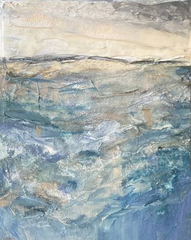 HIGH TIDE, ABSTRACT Coastal Landscape Painting Original Art Ocean Painting Contemporary Seascape thumb