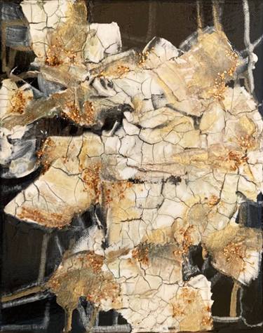 OPULENT DECAY 5, Modern Abstract Black White Gold Urban Textured Acrylic Painting (Series of 5) thumb