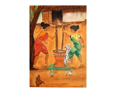 Print of Rural life Paintings by Rajesh Sharma