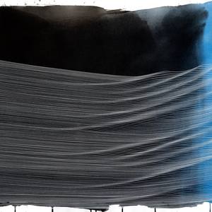 161 Exhales in White on Black and Blue Wash