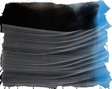 Saatchi Art Artist Mark Rebennack; Drawing, “161 Exhales in White on Black and Blue Wash” #art
