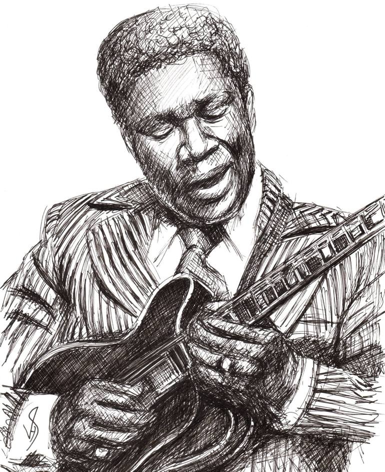 BB King Drawing By Jonathan Harris | Saatchi Art