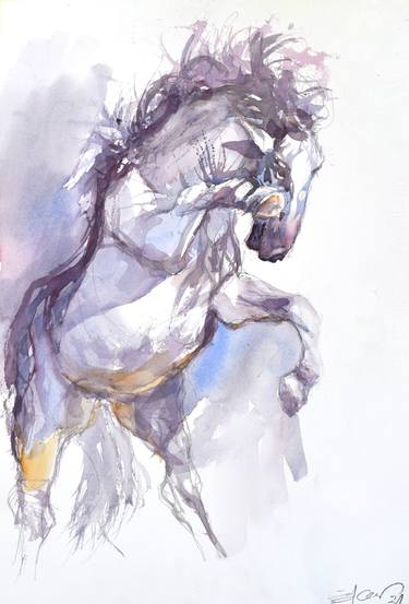 Prancing white horse thumb