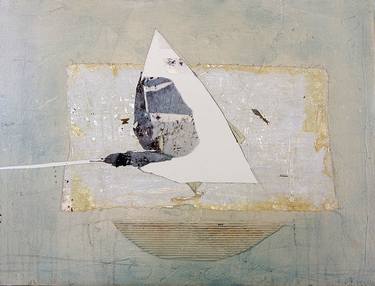 Original Abstract Sailboat Collage by Mira M White
