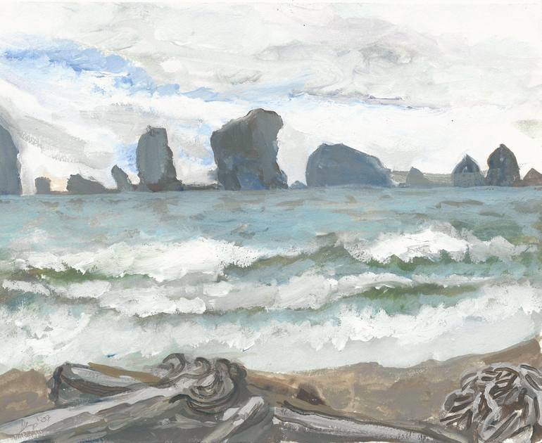 Sea Stacks from Quilotte Beach , Washington I Painting by Derys Lyttle ...