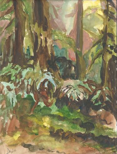Download Olympic Peninsula Rainforest View Washington Ii Painting By Derys Lyttle Saatchi Art