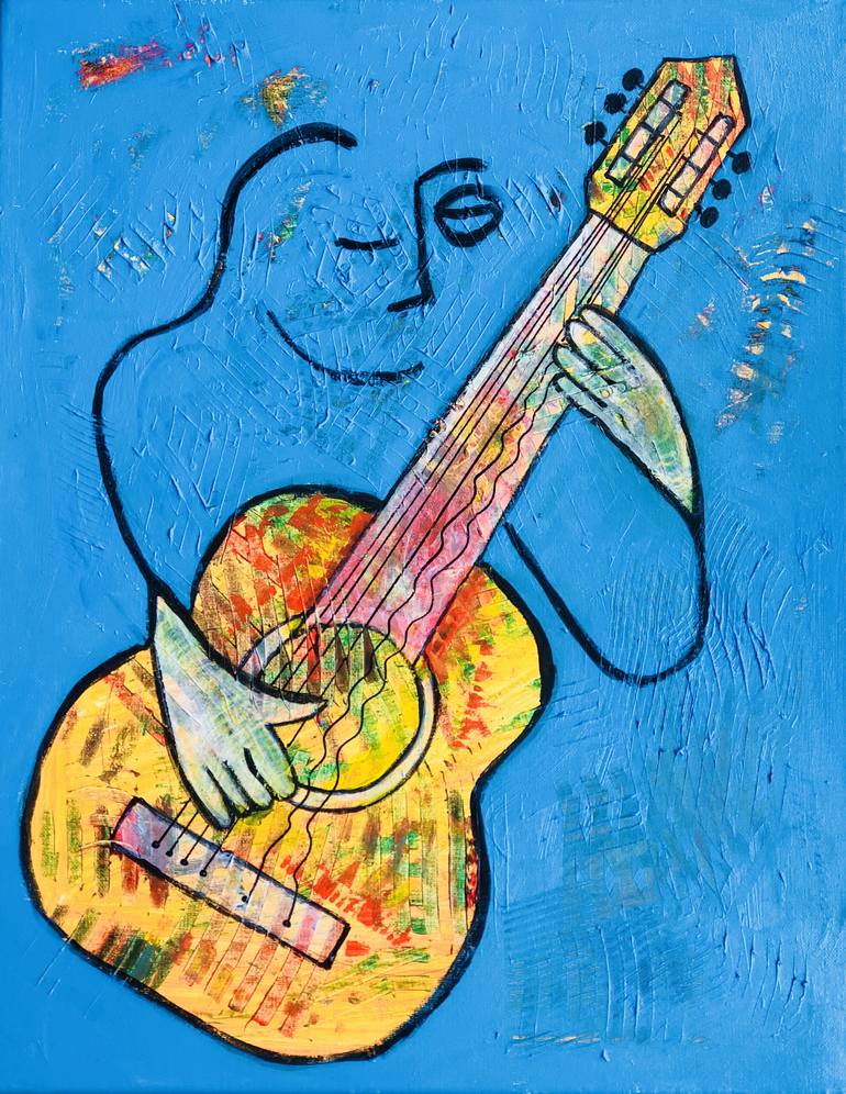 blue guitar painting