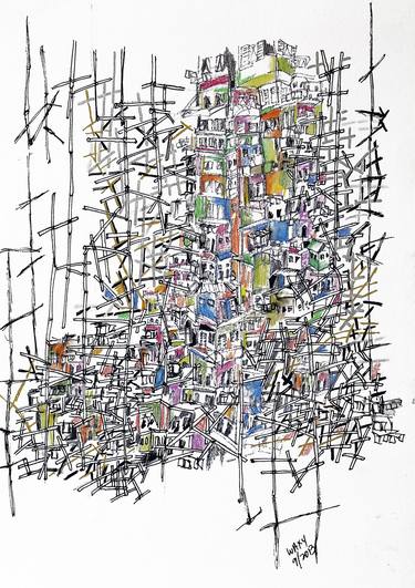 Original Abstract Expressionism People Drawings by kah wah tan