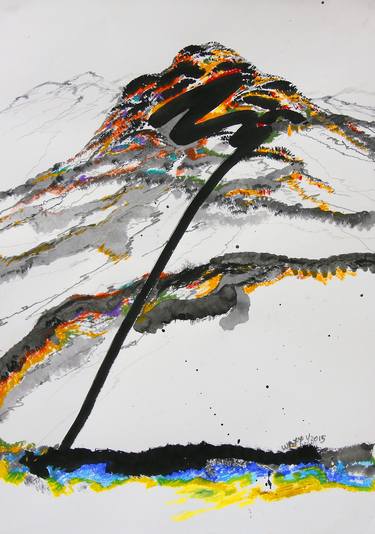 Original Abstract Expressionism Landscape Drawings by kah wah tan