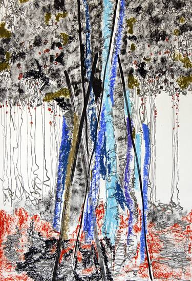 Print of Abstract Expressionism Tree Drawings by kah wah tan