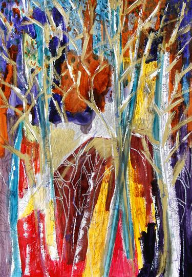 Print of Abstract Expressionism Tree Paintings by kah wah tan