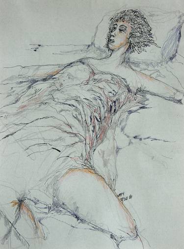 Original Figurative Women Drawings by kah wah tan