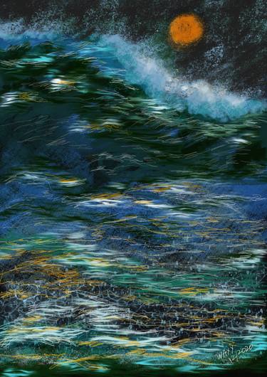 Print of Expressionism Seascape Mixed Media by kah wah tan