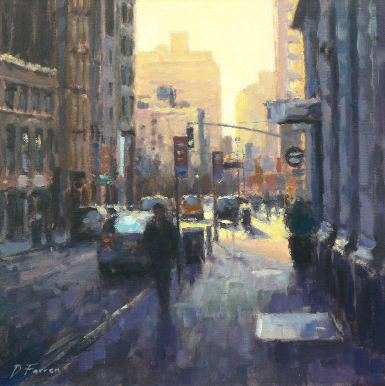 Morning Sun, Downtown Manhattan Painting by David Farren | Saatchi Art