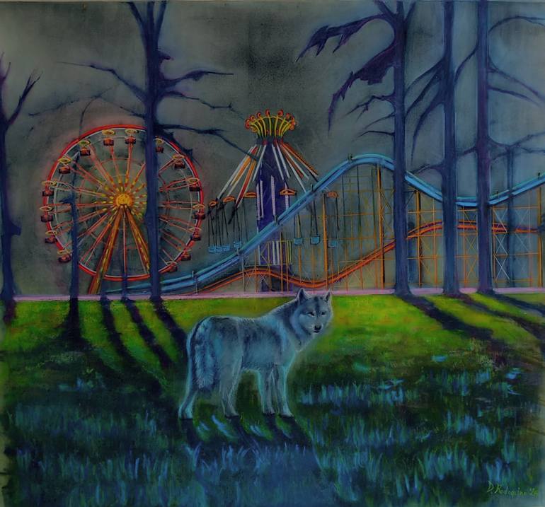 Original Animal Painting by Davide Rodoquino | Surrealism Art on Canvas | The Guardian of the silence