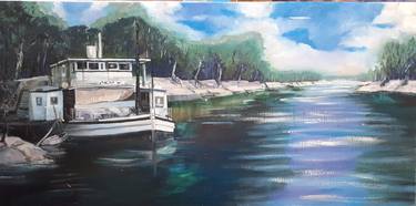 Original Impressionism Boat Painting by Kym Ware