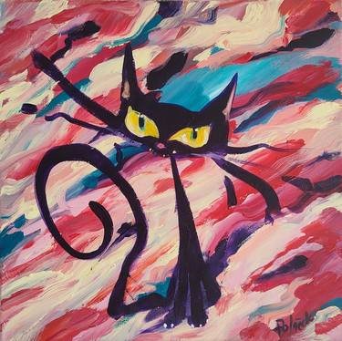 Original Abstract Expressionism Cats Paintings by Koraljka Polacek