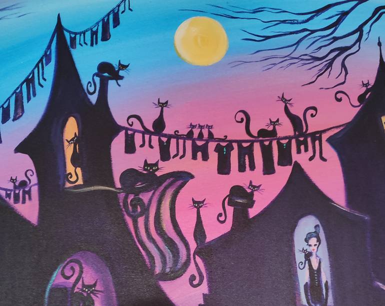 Original Art Nouveau Time Painting by Koraljka Polacek