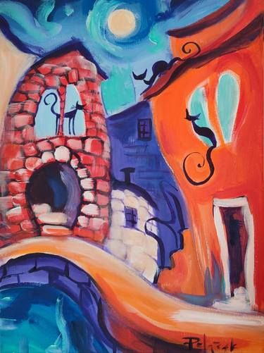 Original Abstract Expressionism Architecture Paintings by Koraljka Polacek