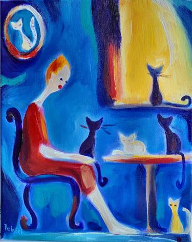 Print of Expressionism Cats Paintings by Koraljka Polacek