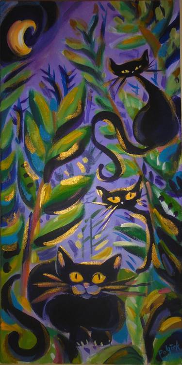 Original Abstract Expressionism Cats Paintings by Koraljka Polacek