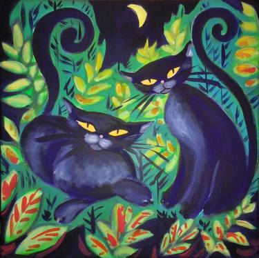 Print of Cats Paintings by Koraljka Polacek