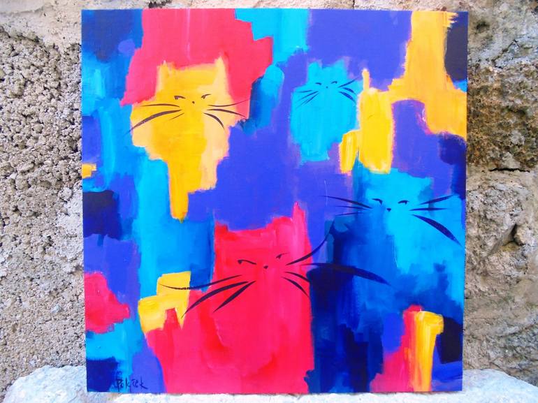 Original Cats Painting by Koraljka Polacek