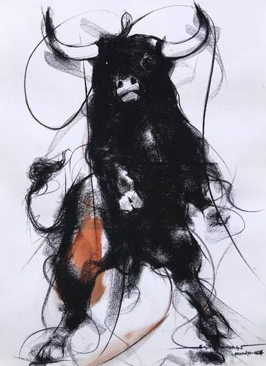 Original Abstract Expressionism Animal Drawings by Sujith Kumar GS Mandya