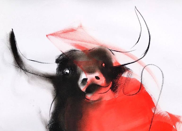 Original Abstract Expressionism Animal Drawing by Sujith Kumar GS Mandya