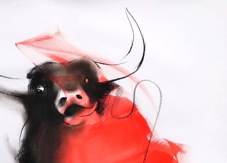 Original Abstract Expressionism Animal Drawing by Sujith Kumar GS Mandya