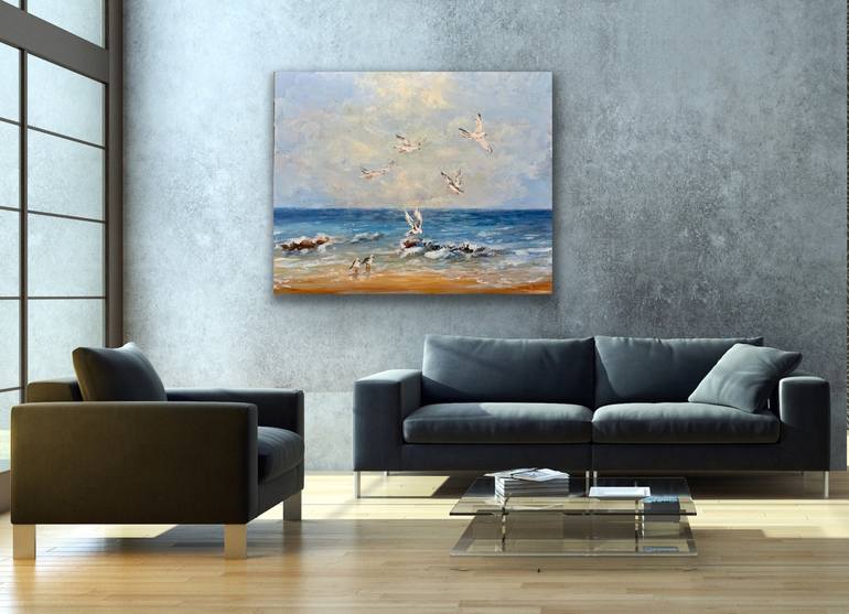 Original Art Deco Landscape Painting by Miri Baruch