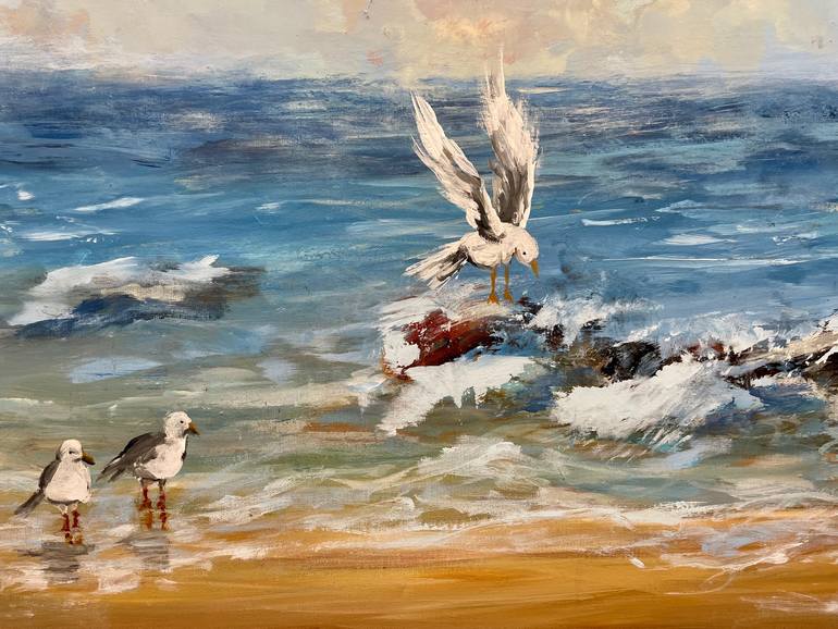 Original Art Deco Landscape Painting by Miri Baruch