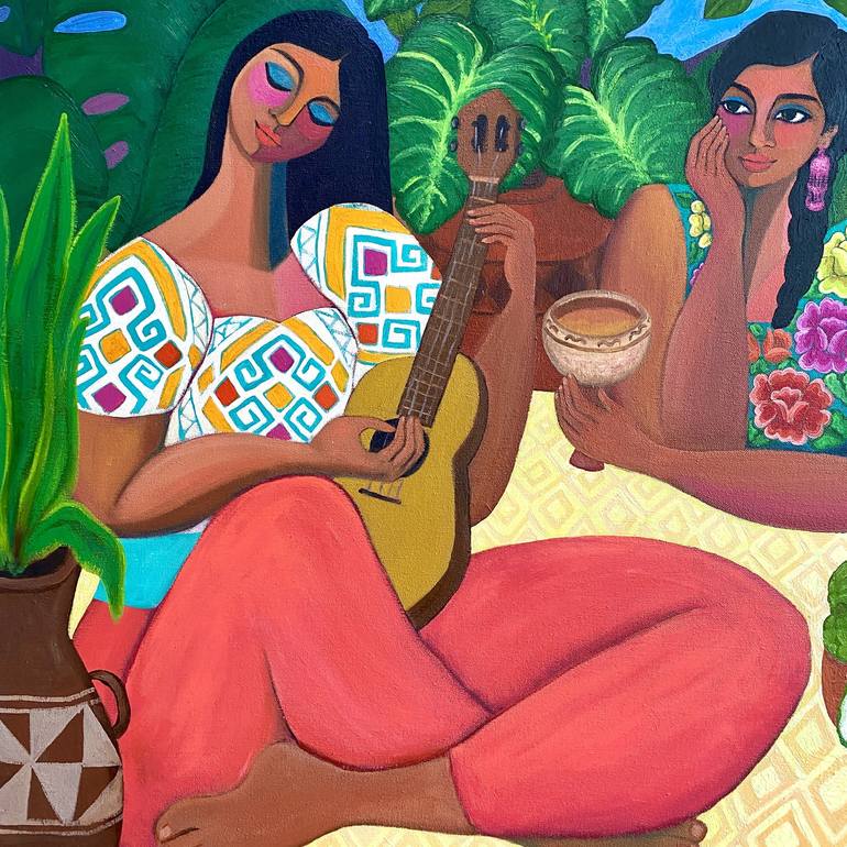 Original Post-impressionism Women Painting by Gisella Stapleton