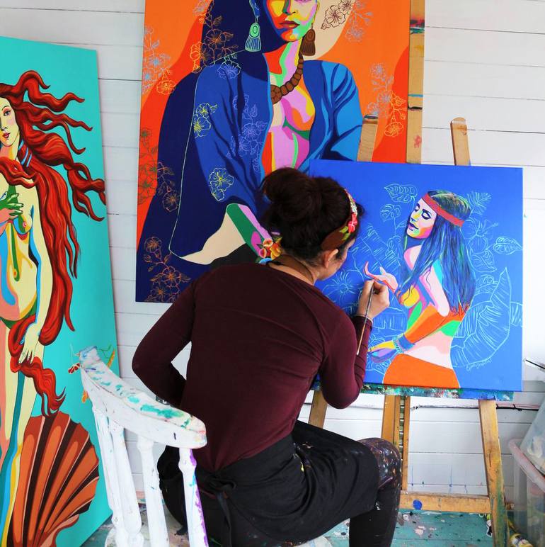 Original Expressionism Women Painting by Gisella Stapleton