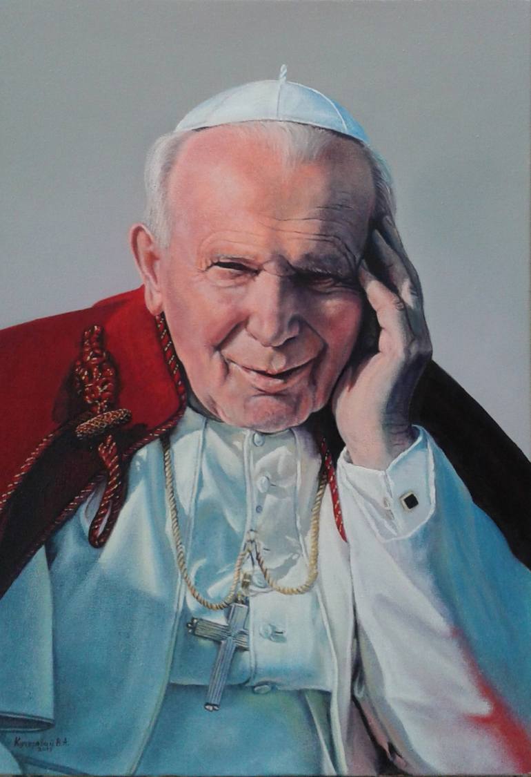 Pope John Paul II: Pondering Painting by Viktor Kucheryavyy | Saatchi Art