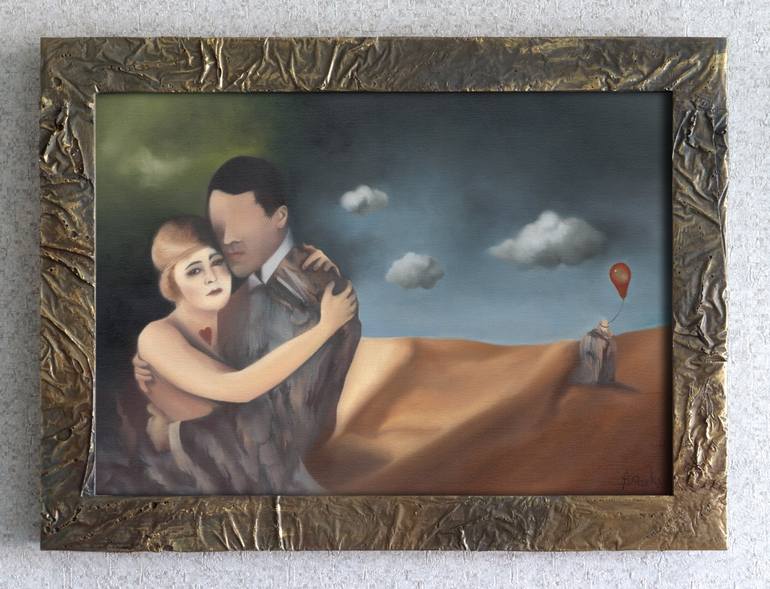 Original Surrealism Love Painting by Mark Sheeky