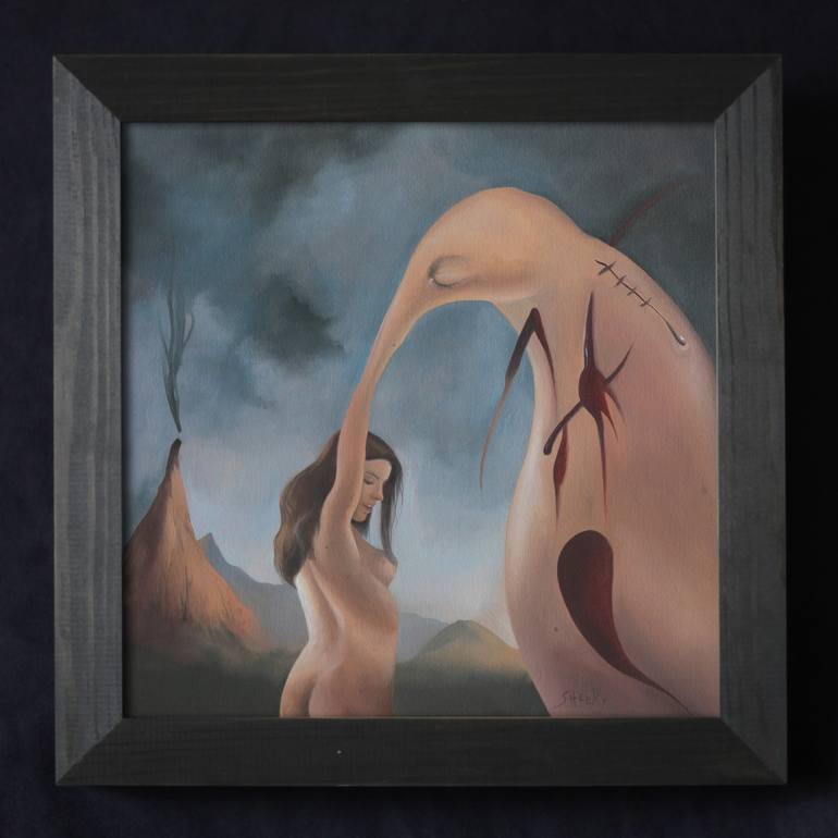 Original Surrealism Love Painting by Mark Sheeky