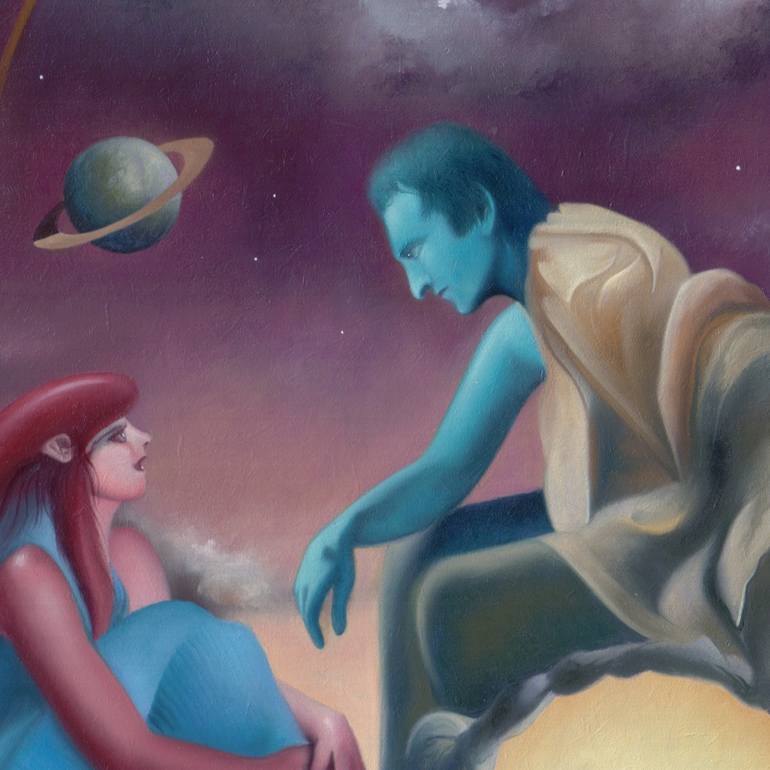 Original Surrealism Family Painting by Mark Sheeky