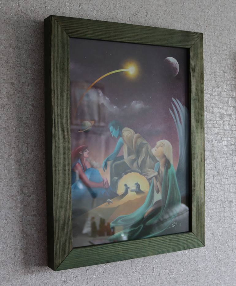 Original Surrealism Family Painting by Mark Sheeky