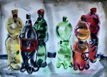 Plastic bottles, group of six thumb