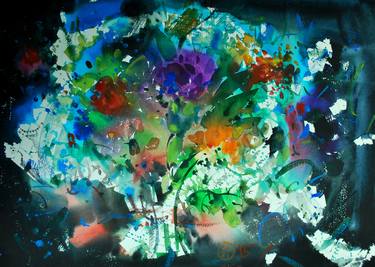 Original Abstract Floral Paintings by Olga Polichtchouk