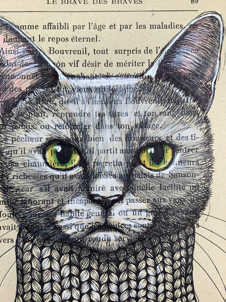 Original Cats Drawing by Eva Fialka