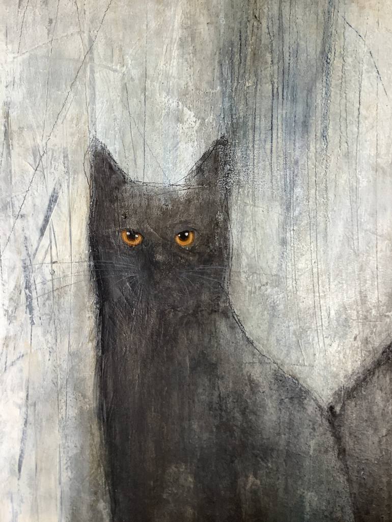 Original Figurative Cats Painting by Eva Fialka