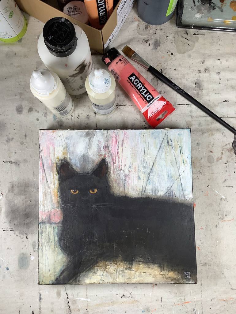 Original Cats Painting by Eva Fialka