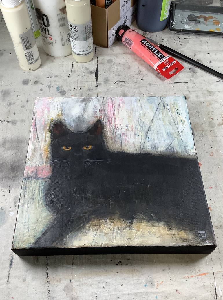 Original Cats Painting by Eva Fialka