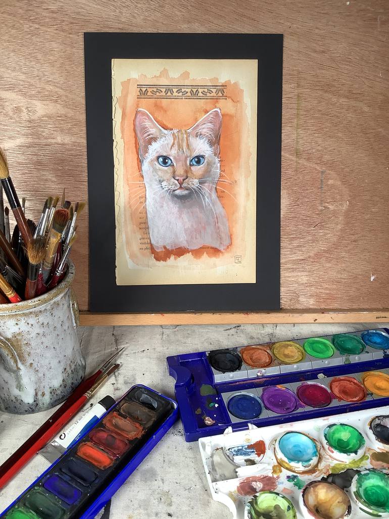 Original Figurative Cats Painting by Eva Fialka