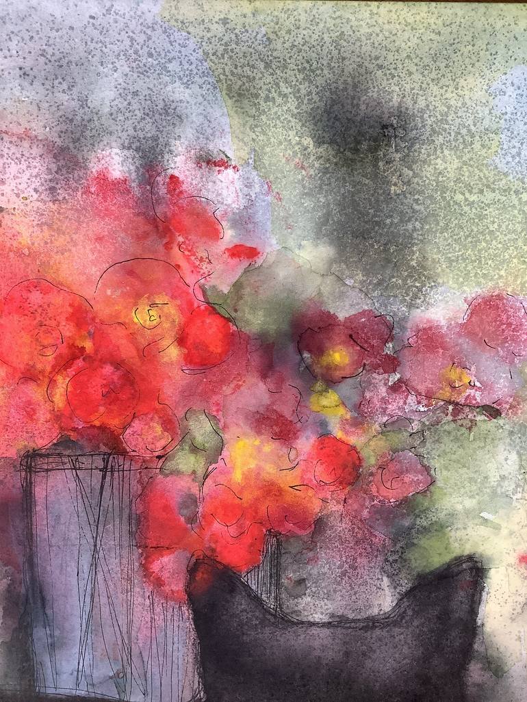 Original Abstract Floral Painting by Eva Fialka