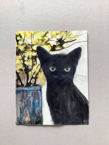 Original Fine Art Cats Paintings by Eva Fialka